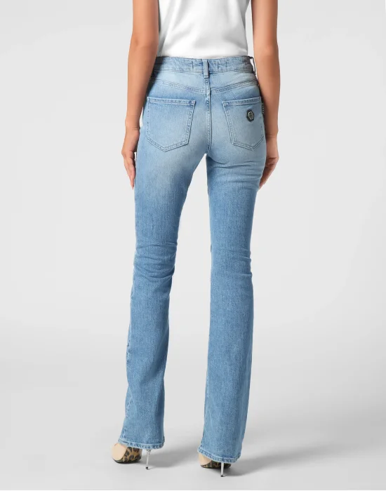 Denim Flare Trousers Racing