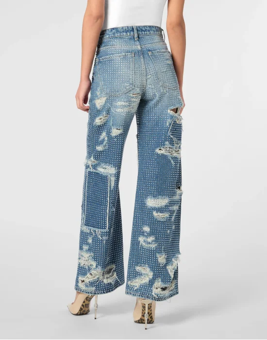 Skater Fit Row Denim Trousers Studs