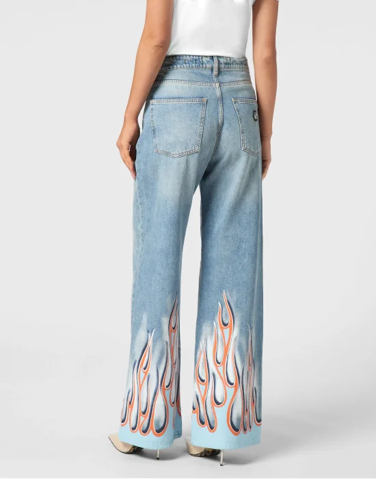 Denim Skater Fit Trousers Flame