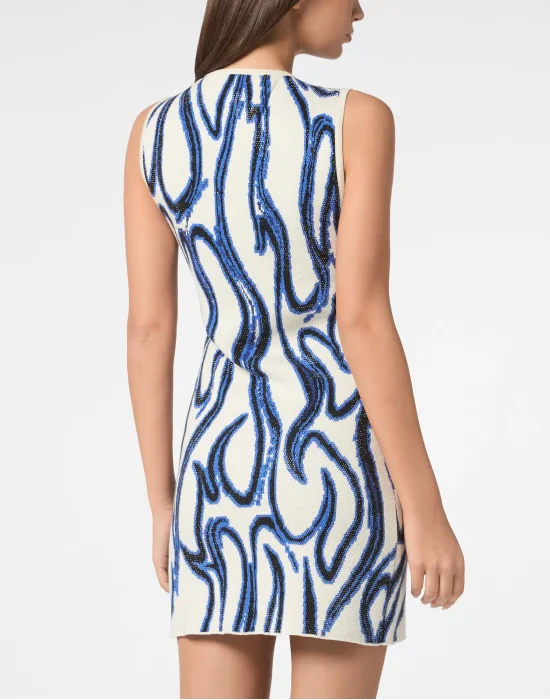 Minidress Jacquard Strass Flames