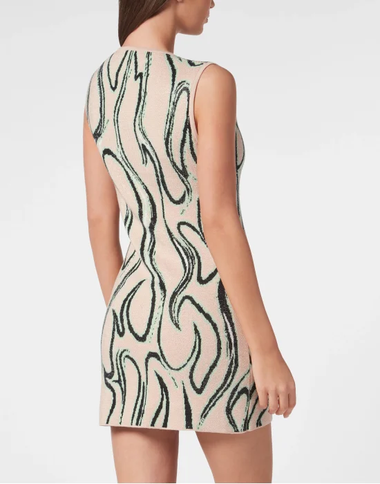 Minidress Jacquard Strass Flames