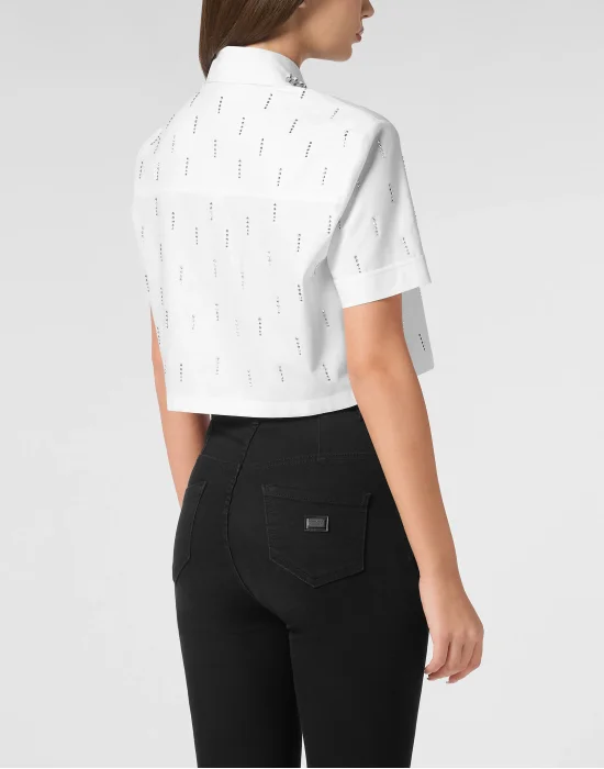 Poplin Cropped Shirt SS Strass