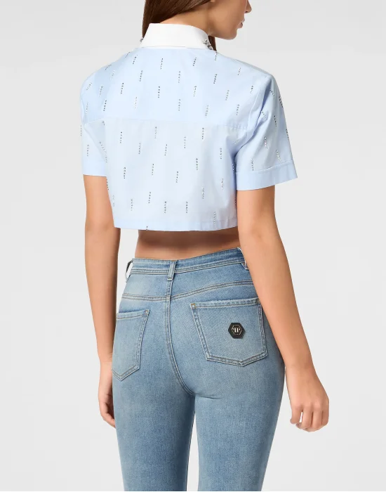 Poplin Cropped Shirt SS Strass
