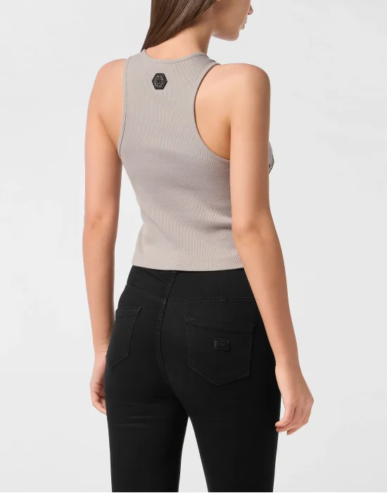 Jersey Rib Tank Top Flowers