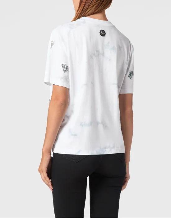 Tie-Dye T-Shirt Man Fit Round Neck SS Flowers