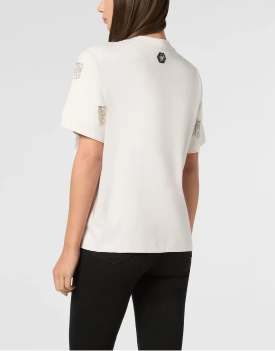 Jersey T-Shirt Man Fit Round Neck SS Fringe