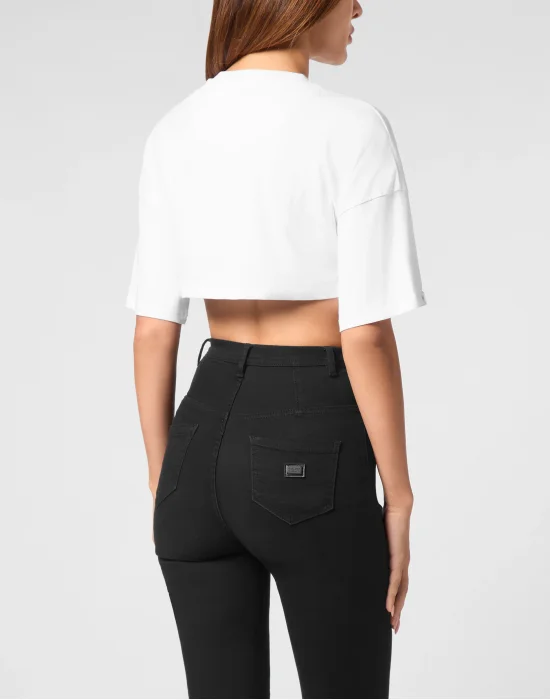 Jersey Cropped T-shirt Round Neck SS Patches