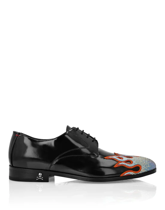 Lace Up Shoes Strass Flame