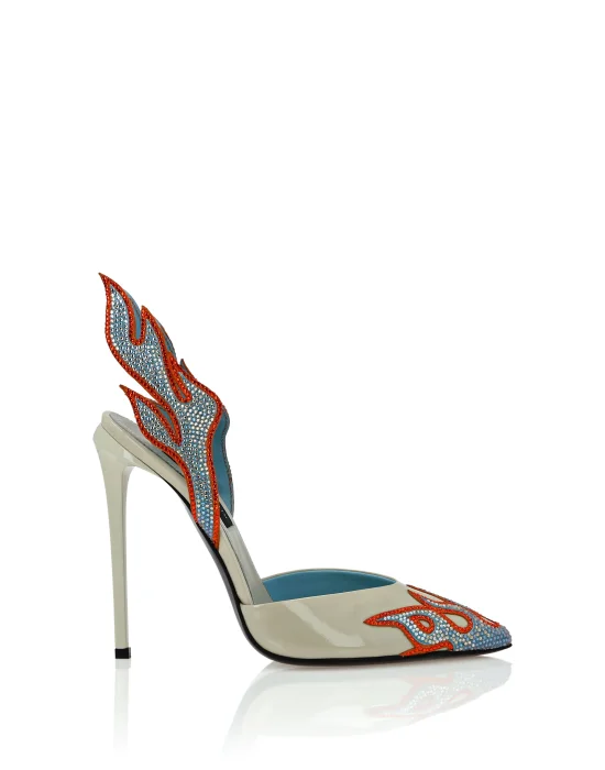 Leather Slingback High Heels 12 Flame