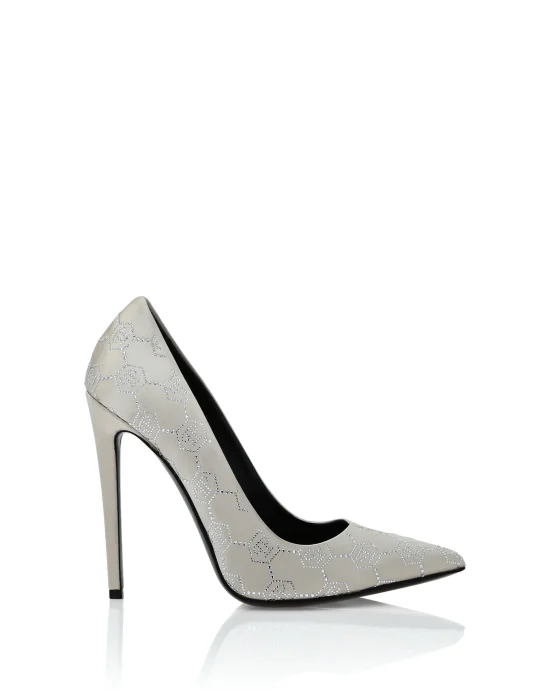 Satin Decollete Hi-Heels Monogram Strass