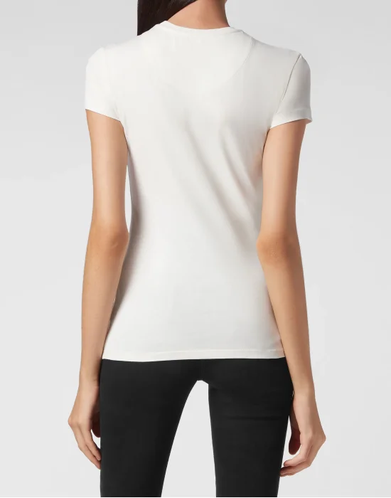 Satin T-shirt Round Neck SS Embroidery Signature