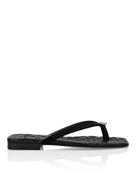 Nappa Leather Flip Flop Sandals Crystal