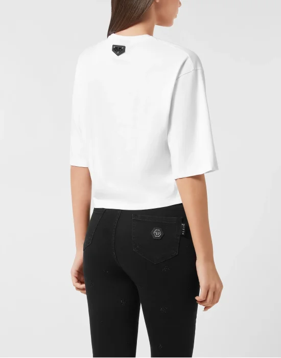 Cropped T-Shirt Round Neck Teddy
