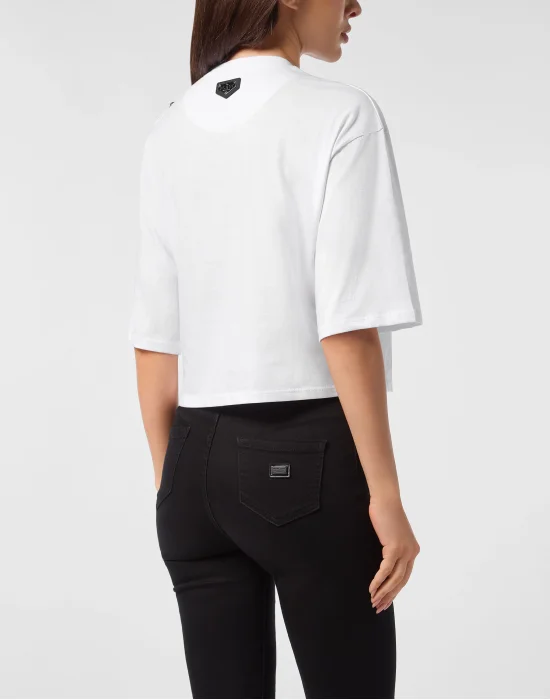 Cropped Round Neck T-Shirt 3D Teddy