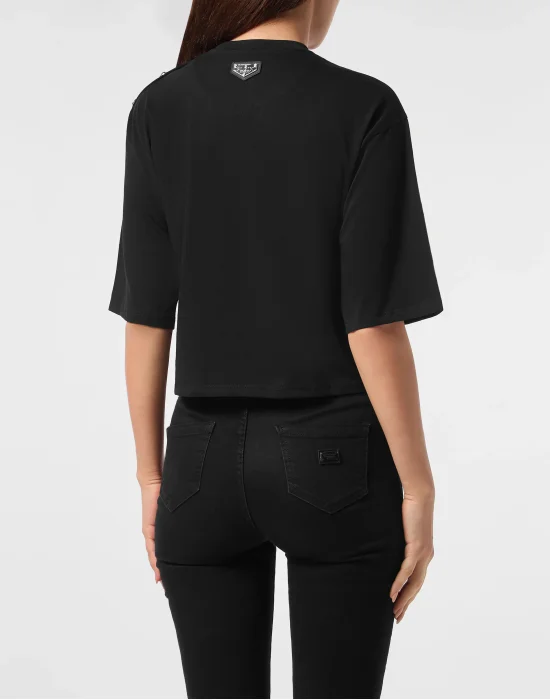 Cropped Round Neck T-Shirt 3D Teddy