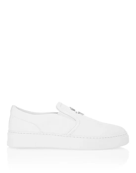 Nappa Leather Slip On Triangle Logo