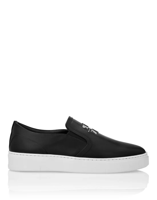 Nappa Leather Slip On Triangle Logo