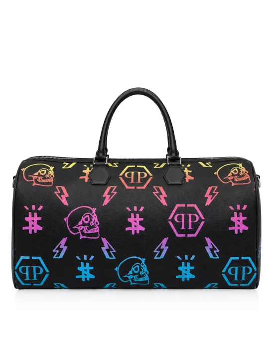 Leather Travel Bag Rainbow Monogram