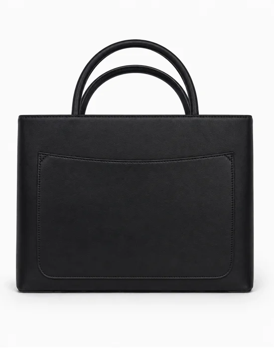 Leather Medium Handle Bag Skull Strass
