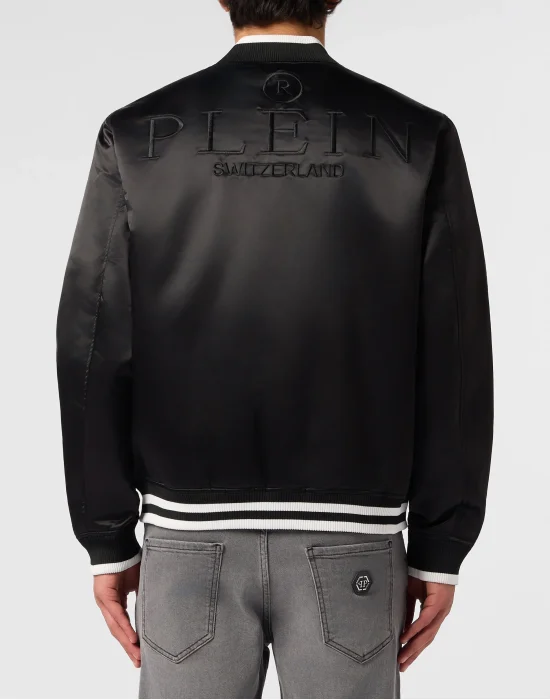 Satin College Bomber Plein Logo
