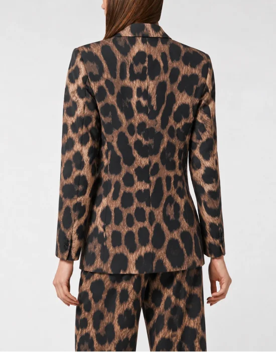 Leopard Blazer Single Breasted Fit