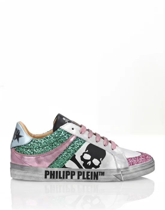 Nappa Leather Lo-Top Sneakers Glitter Skull