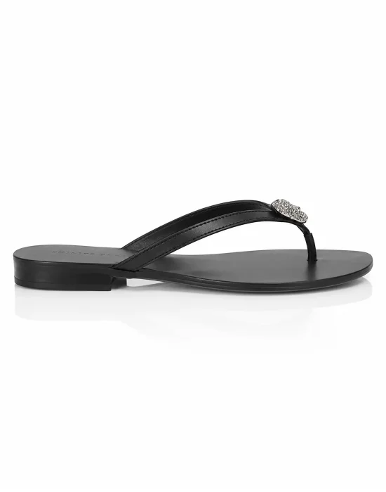 Nappa Flip Flop Sandals Crystal Skull